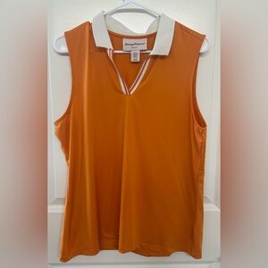 Tommy Bahama Golf Sleeveless Polo XL Orange White Collar — Send Offer!
